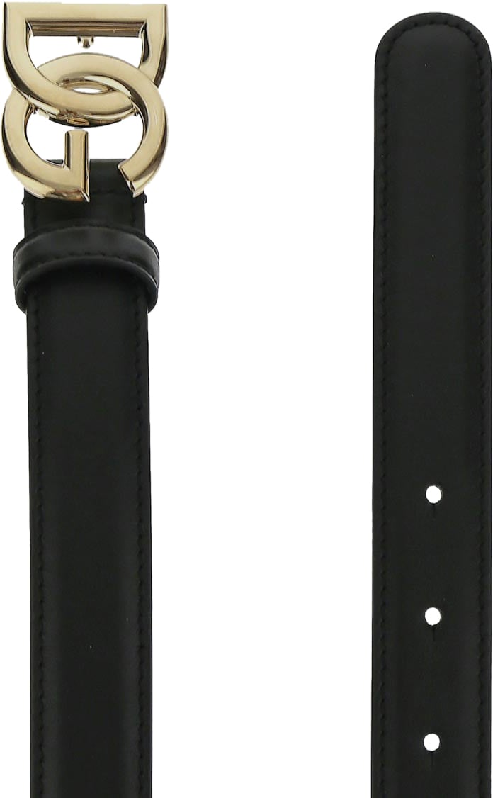 Dolce & Gabbana Calfskin Belt With DG Logo Zwart