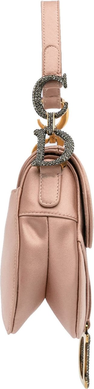 Dior Crystal Embellished Satin Saddle Bag Roze