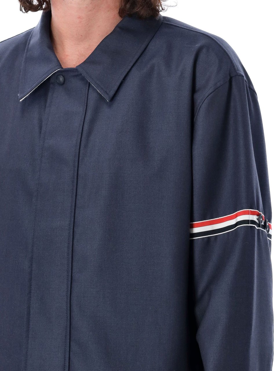Thom Browne RELAXED ZIP FRONT JACKET W/ GG ARMBAND I Blauw