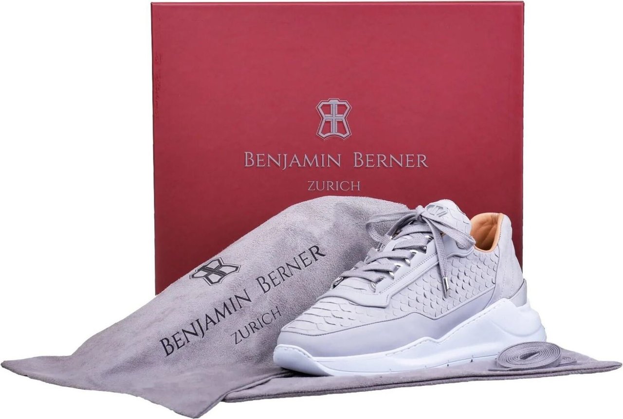 Benjamin Berner Low-Top Hector Runner Python Cut Ice Grey Grijs