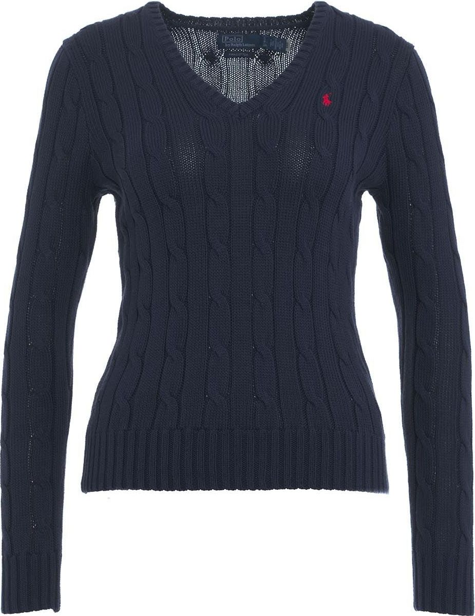 Ralph Lauren Knitted sweater with embroidered logo Blauw