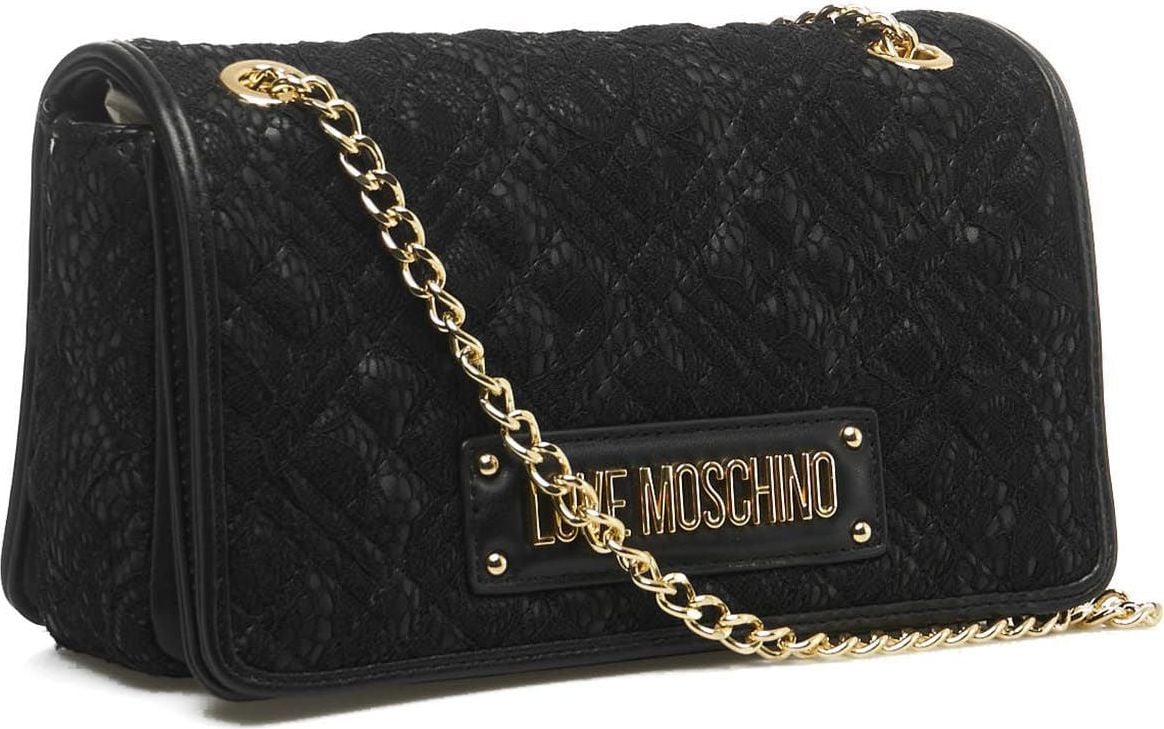 Love Moschino Crossbody bag with lace insert Zwart