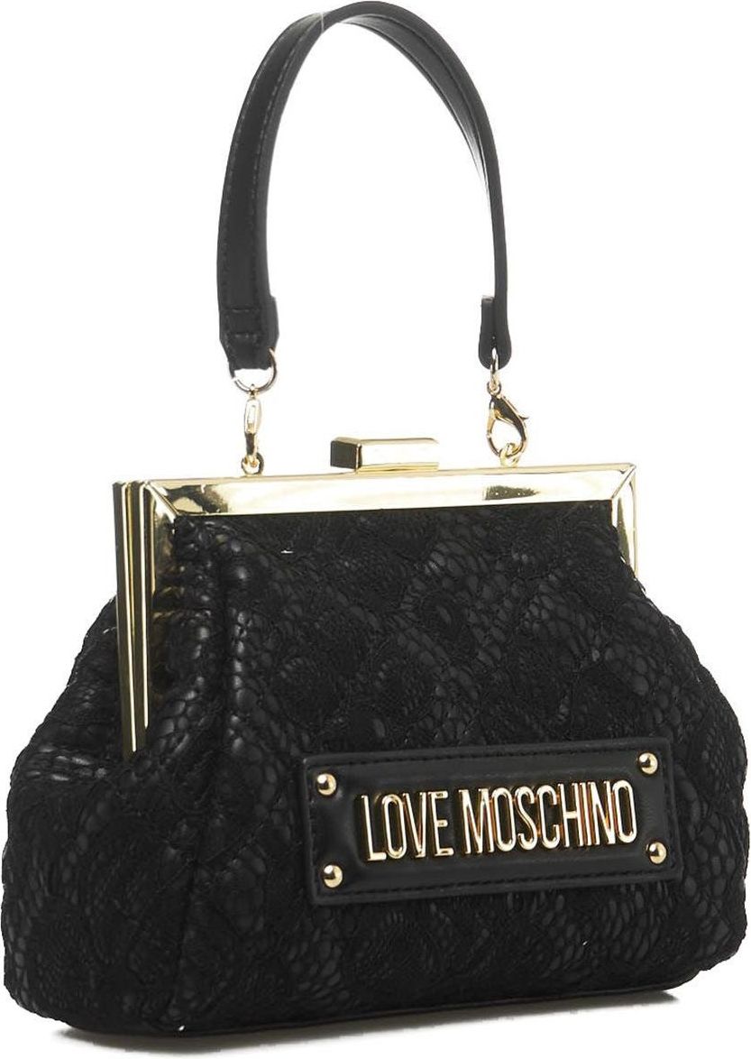 Love Moschino Granny bag with lace insert Zwart