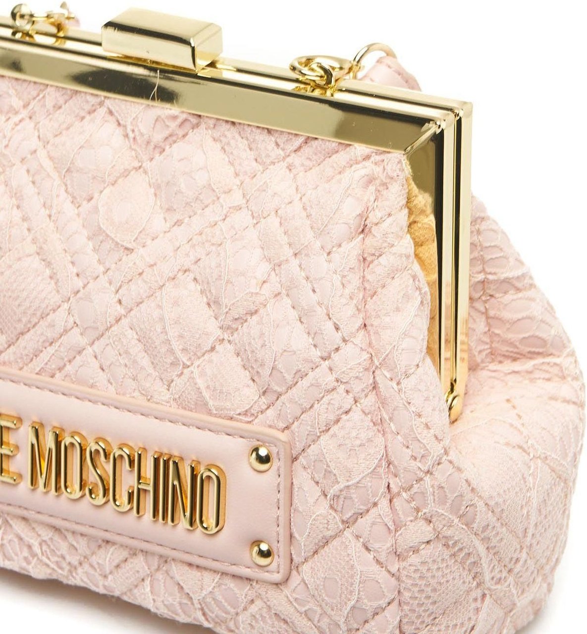 Love Moschino Granny bag with lace insert Roze