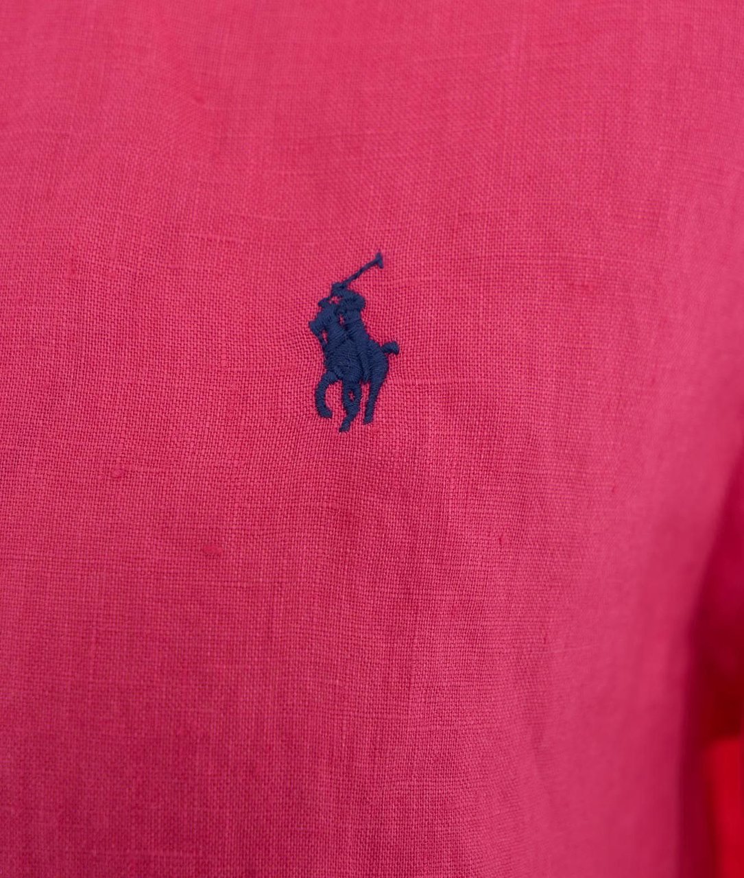 Ralph Lauren Linen shirt with logo embroidery Roze