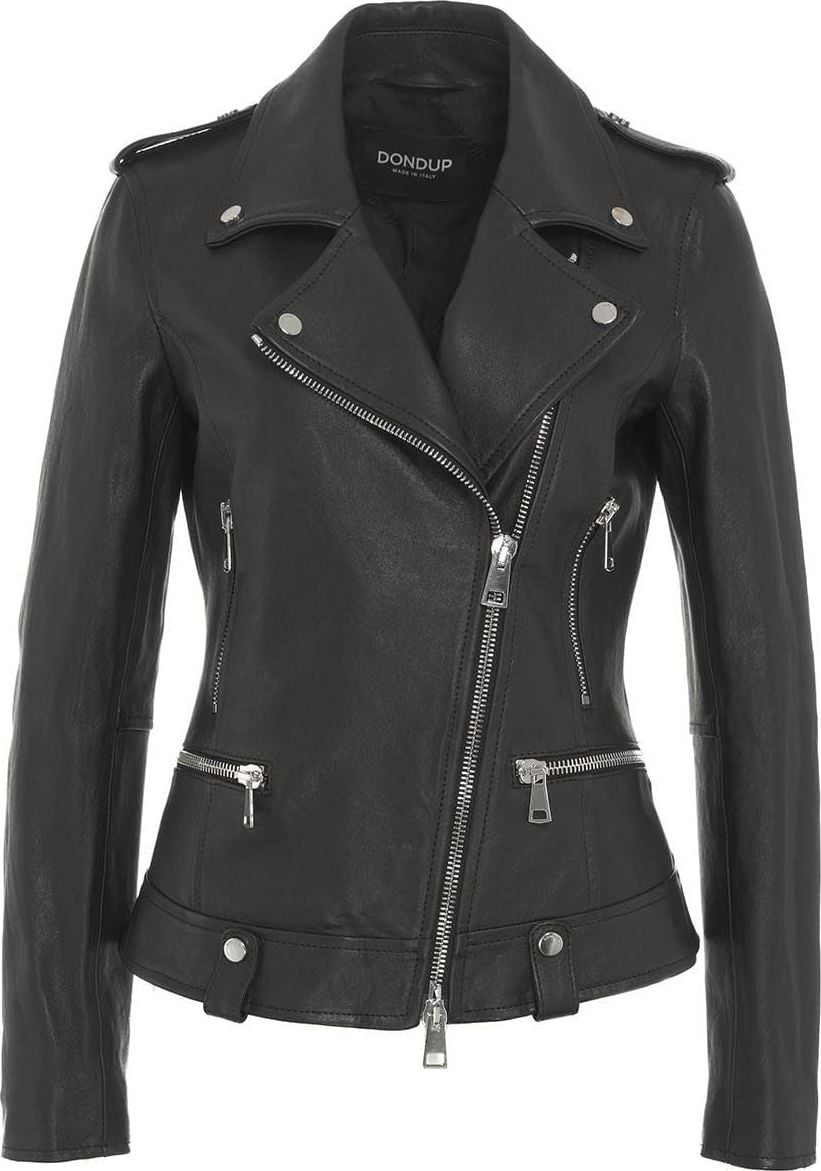 Dondup Bikerjacket in leather Zwart
