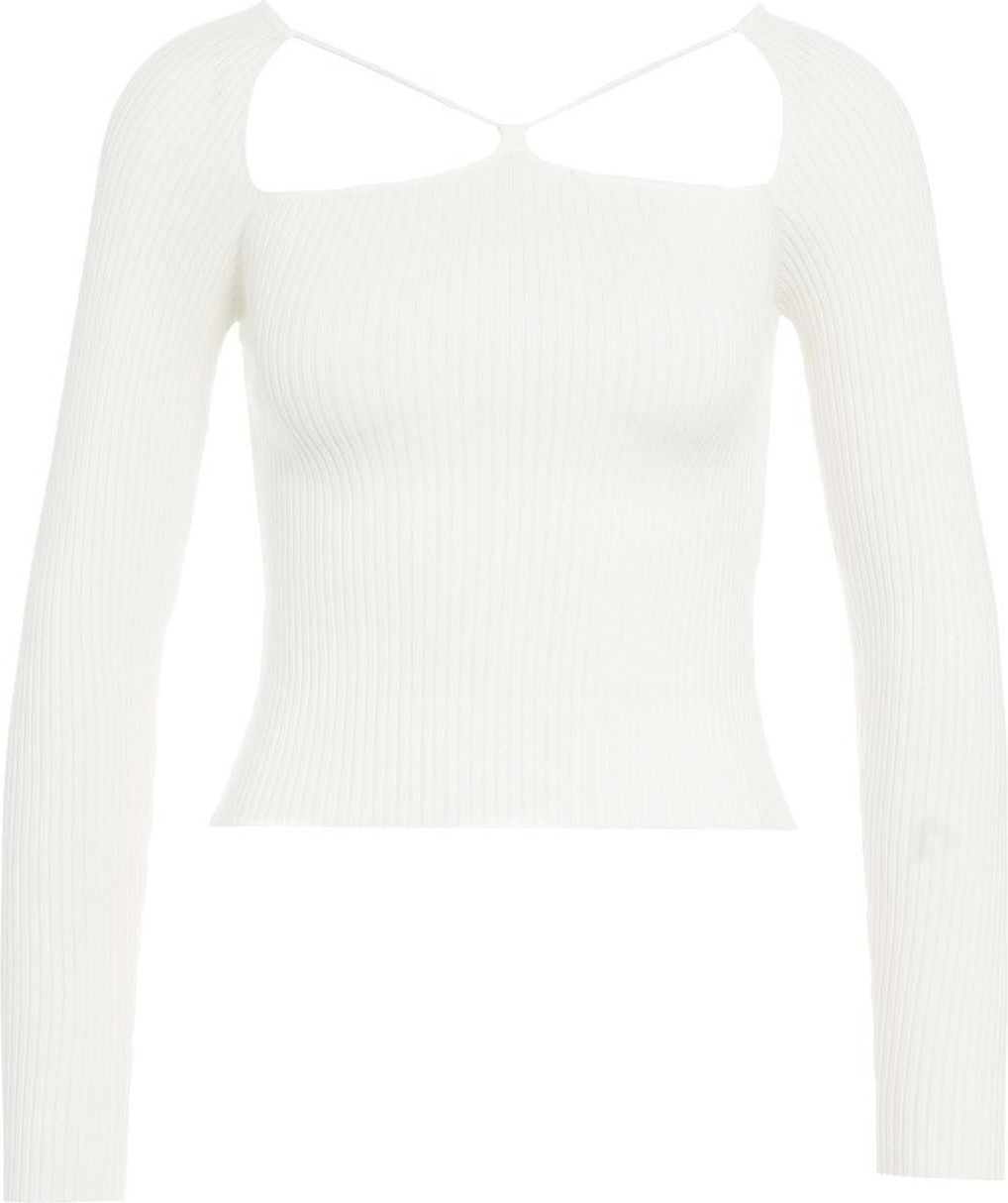 Liu Jo Ribbed knit top with lacing Wit