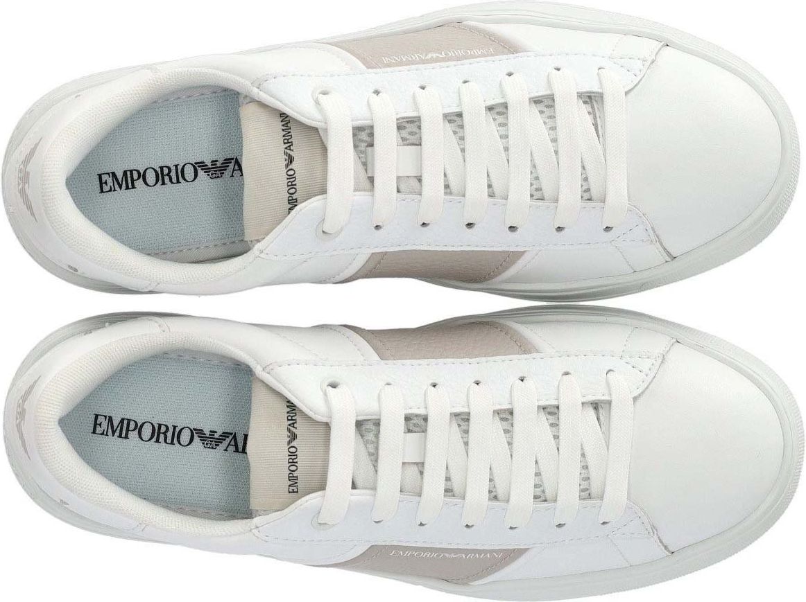 Emporio Armani White And Beige Sneaker White Wit