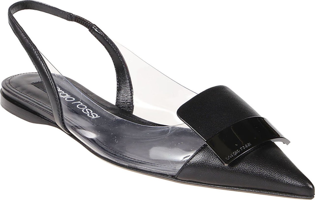 Sergio Rossi Flat Slingback Sr1 Sandals Black Zwart
