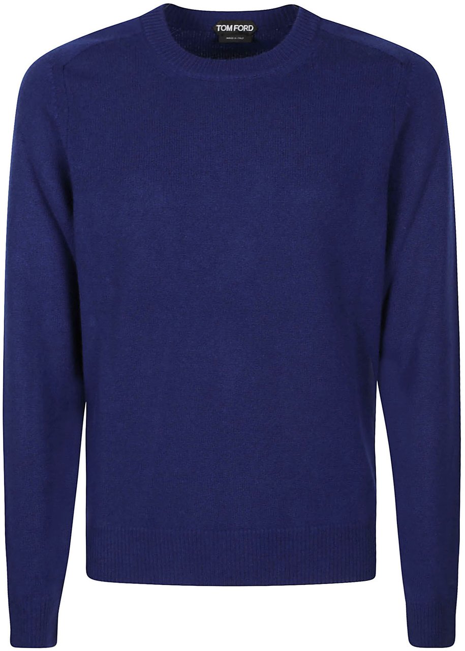 Tom Ford Cashmere Saddle Sweater Blue Blauw