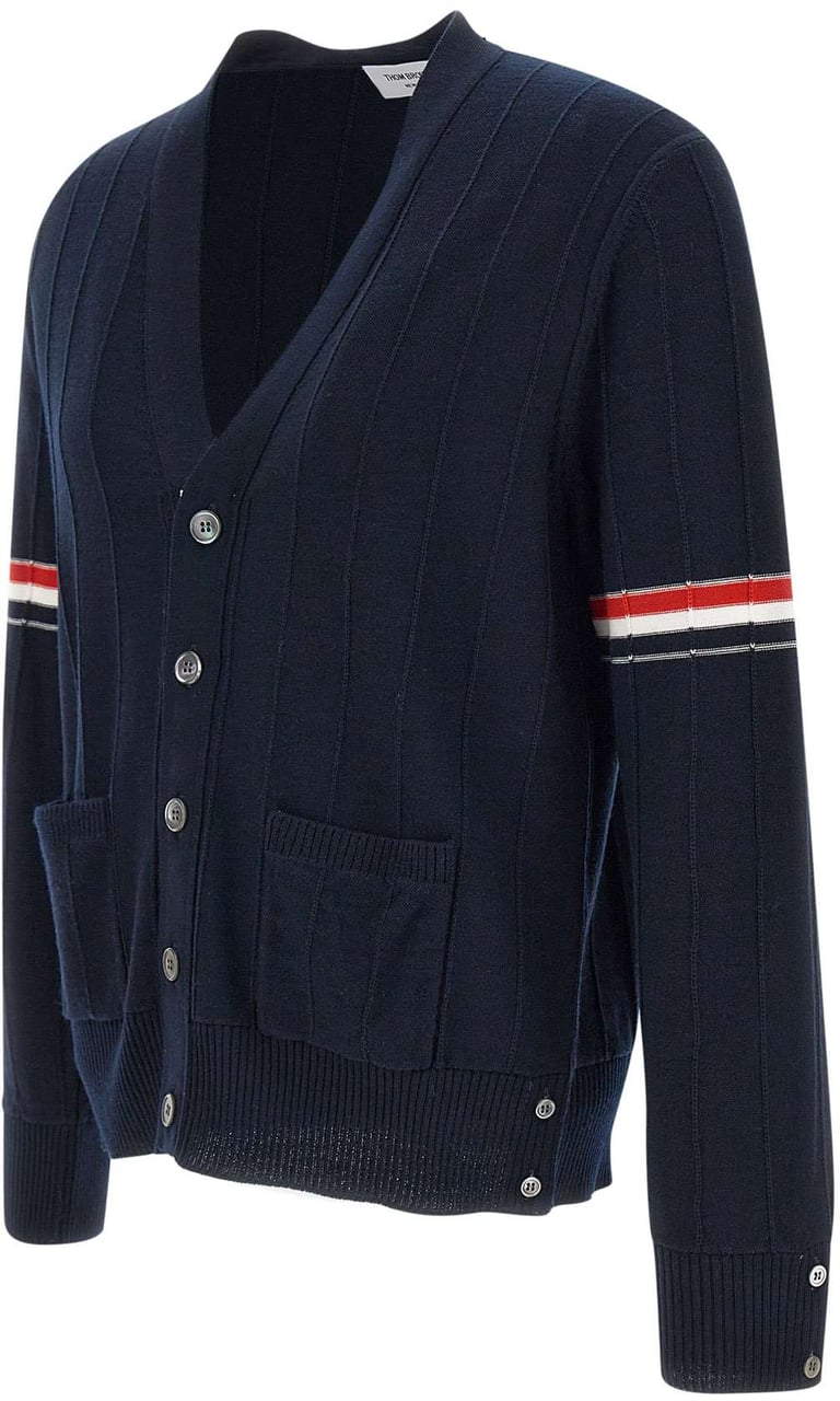 Thom Browne Thom Browne Midnight blue wool cardigan Blauw