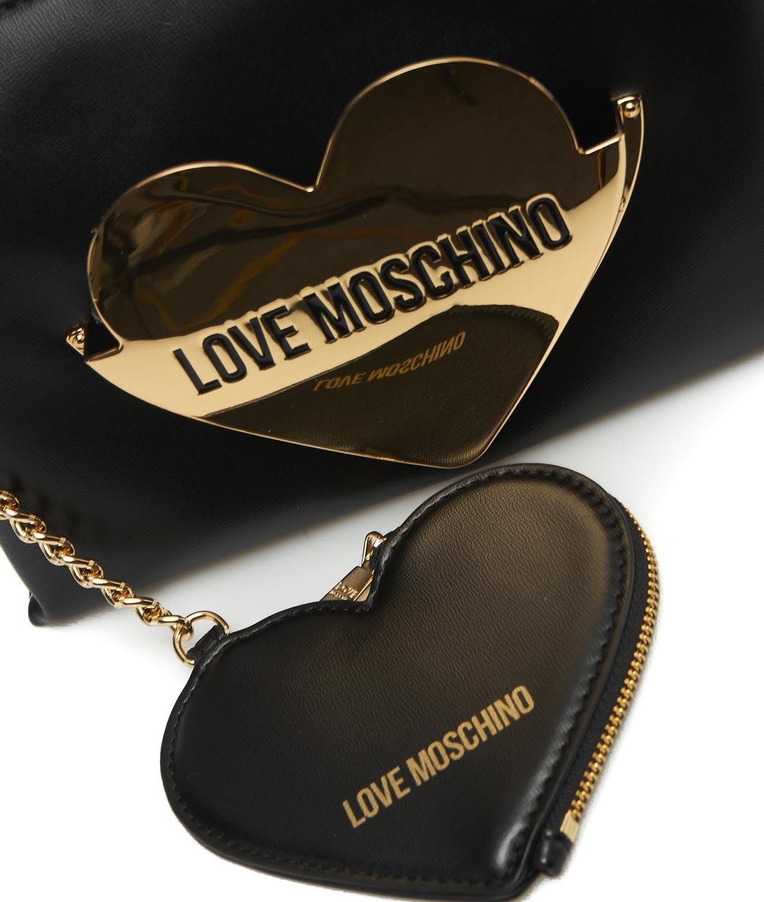 Love Moschino Shoulder bag with logo applique Zwart