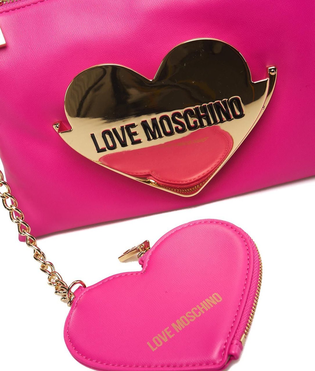 Love Moschino Shoulder bag with logo applique Roze
