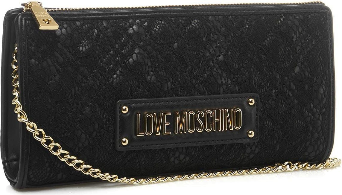Love Moschino Quilted bag with lace insert Zwart