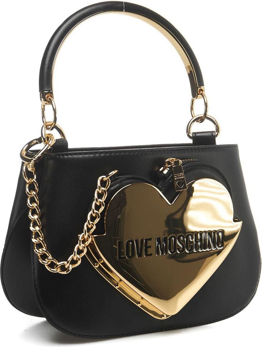 Love Moschino Mini bucket bag with logo applique Zwart