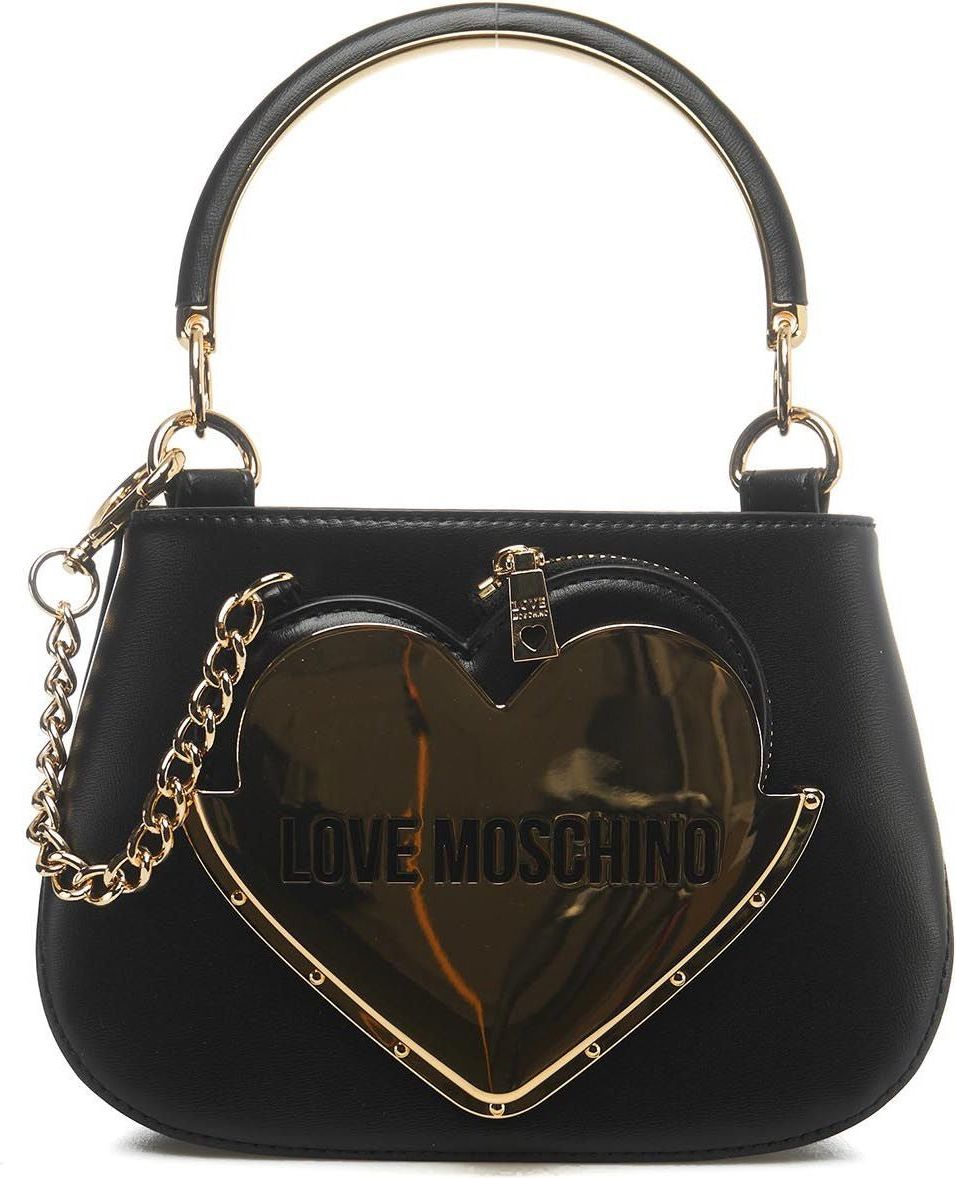 Love Moschino Mini bucket bag with logo applique Zwart