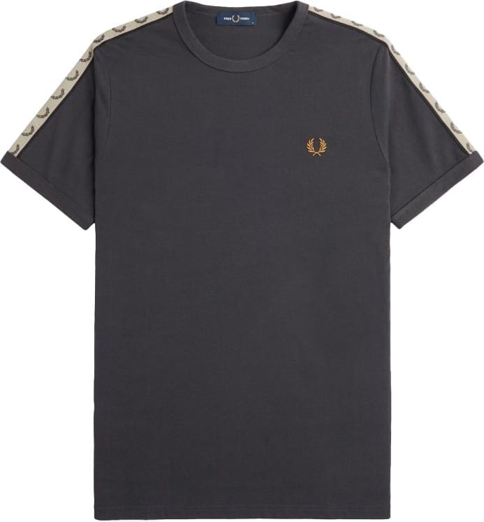 Fred Perry Fred Perry Contrast Tape Ringer T-Shirt Anchor Grey/Black Grijs
