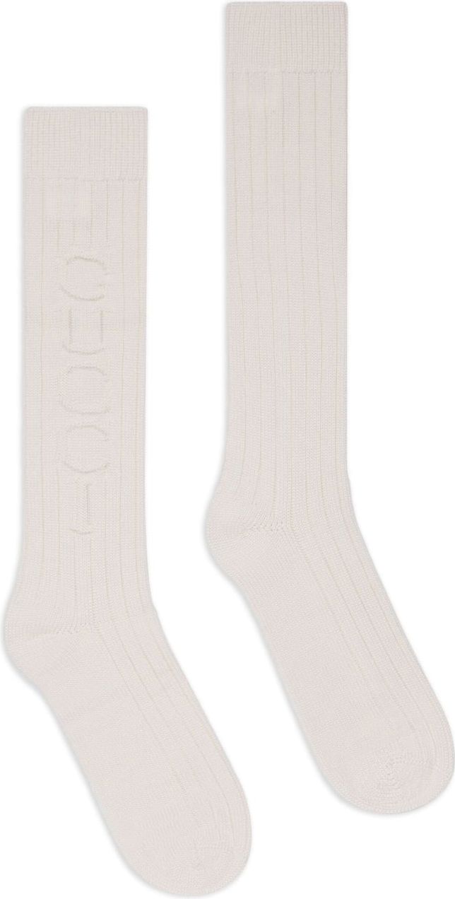 Gucci Knit Wool Silk Cashmere Logo Socks Wit