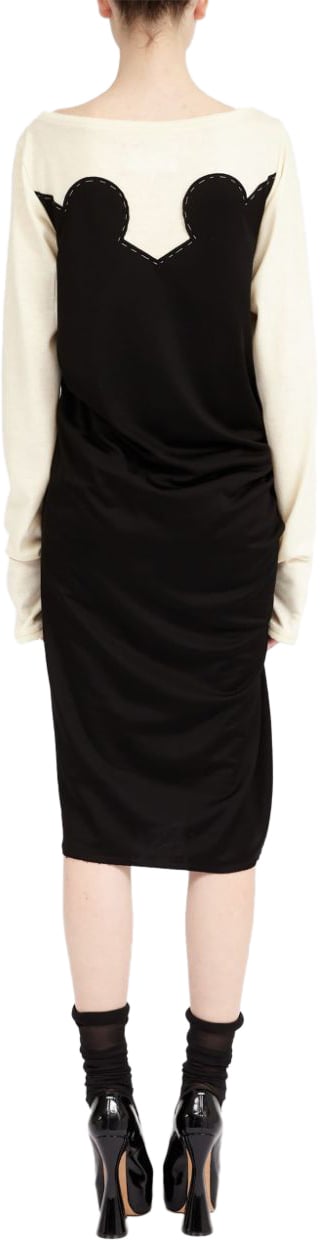 Maison Margiela Midi Dress Black/white Wit