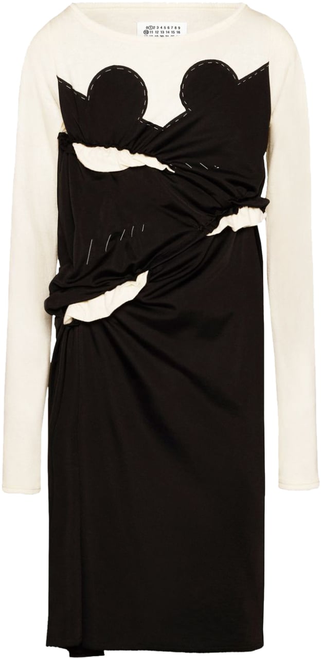 Maison Margiela Midi Dress Black/white Wit