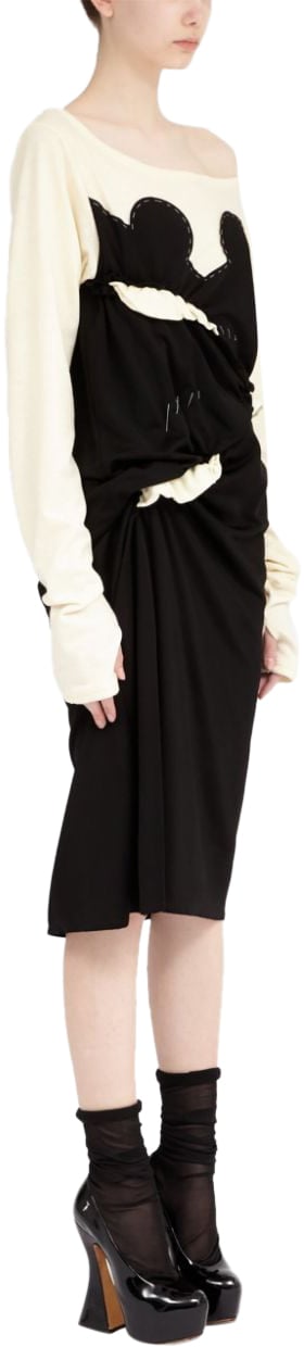 Maison Margiela Midi Dress Black/white Wit