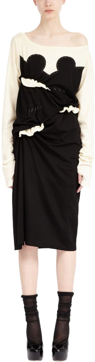 Maison Margiela Midi Dress Black/white Wit