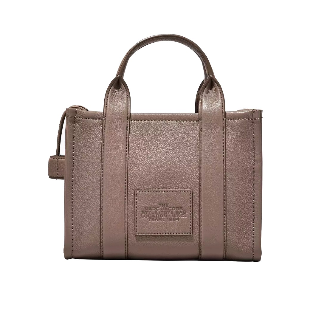 Marc Jacobs The Leather Medium Cement Handbag Gray Grijs