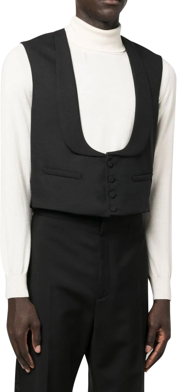 Gucci Wool Formal Vest Gilet Zwart