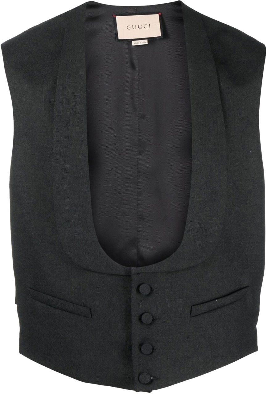 Gucci Wool Formal Vest Gilet Zwart