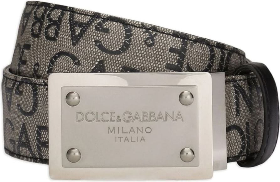 Dolce & Gabbana Allover Logo Plaque Belt Bruin