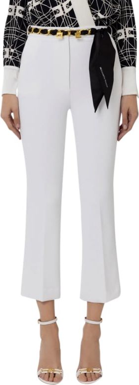 Elisabetta Franchi Trousers Ivory White Wit