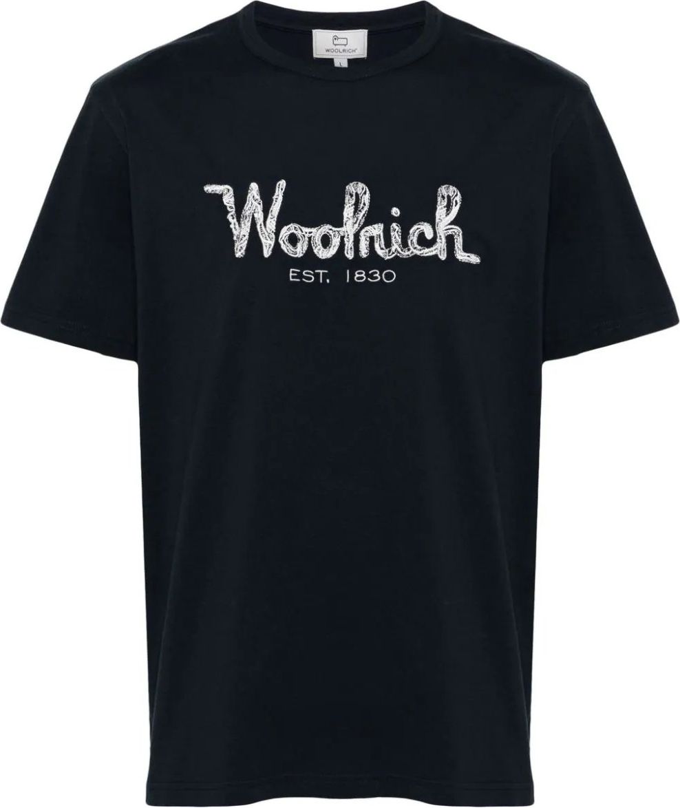 Woolrich embroidered logo t-shirt black Zwart