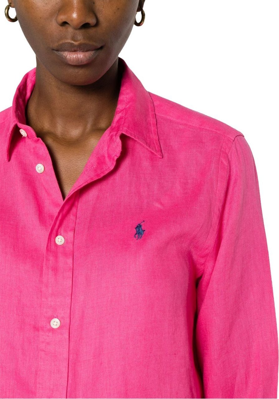 Ralph Lauren long sleeve button front shirt pink Roze
