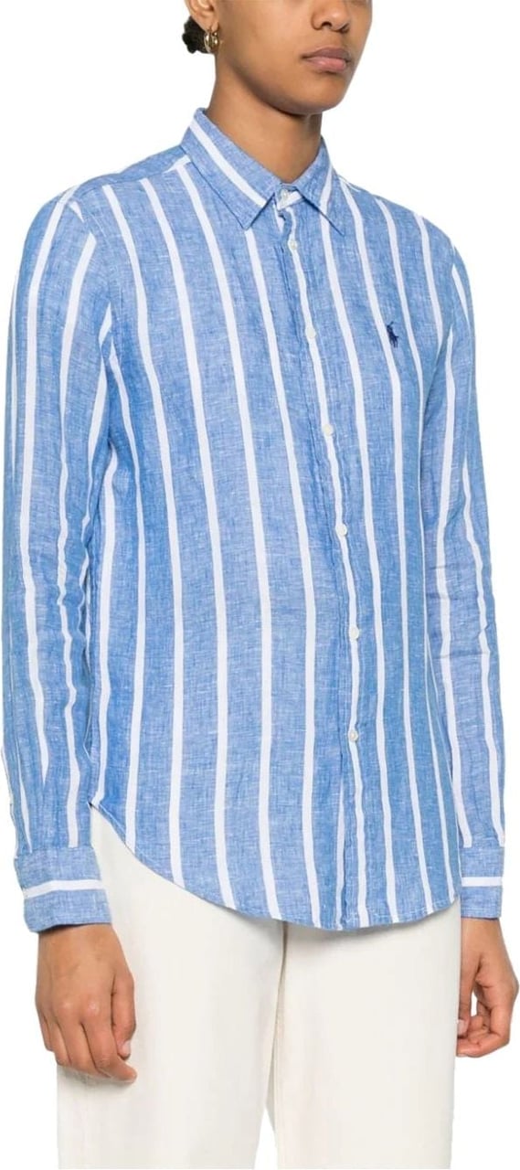 Ralph Lauren long sleeve button front shirt blue Blauw