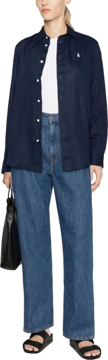 Ralph Lauren long sleeve button front shirt darkblue (navy) Blauw