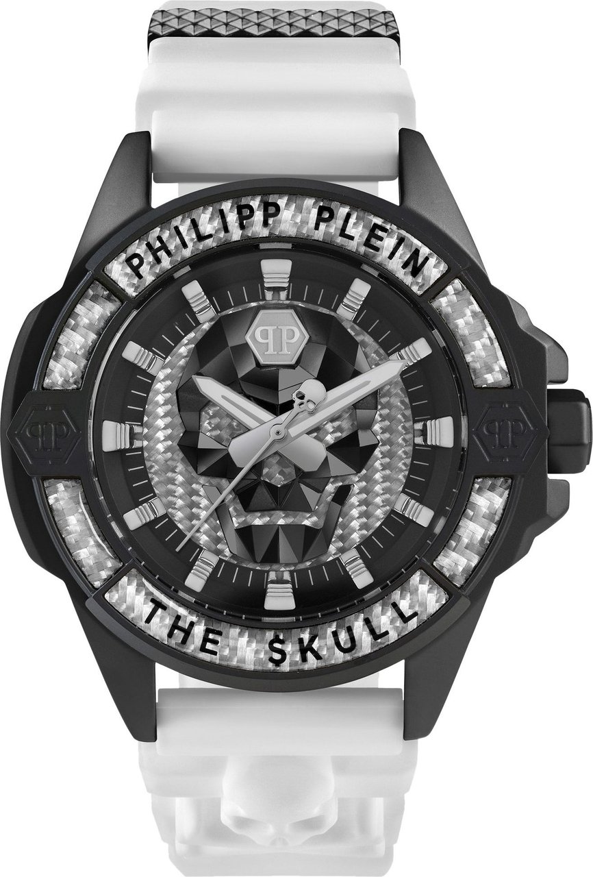 Philipp Plein PWAAA1822 The $kull Carbon Fiber horloge 44 mm Zwart