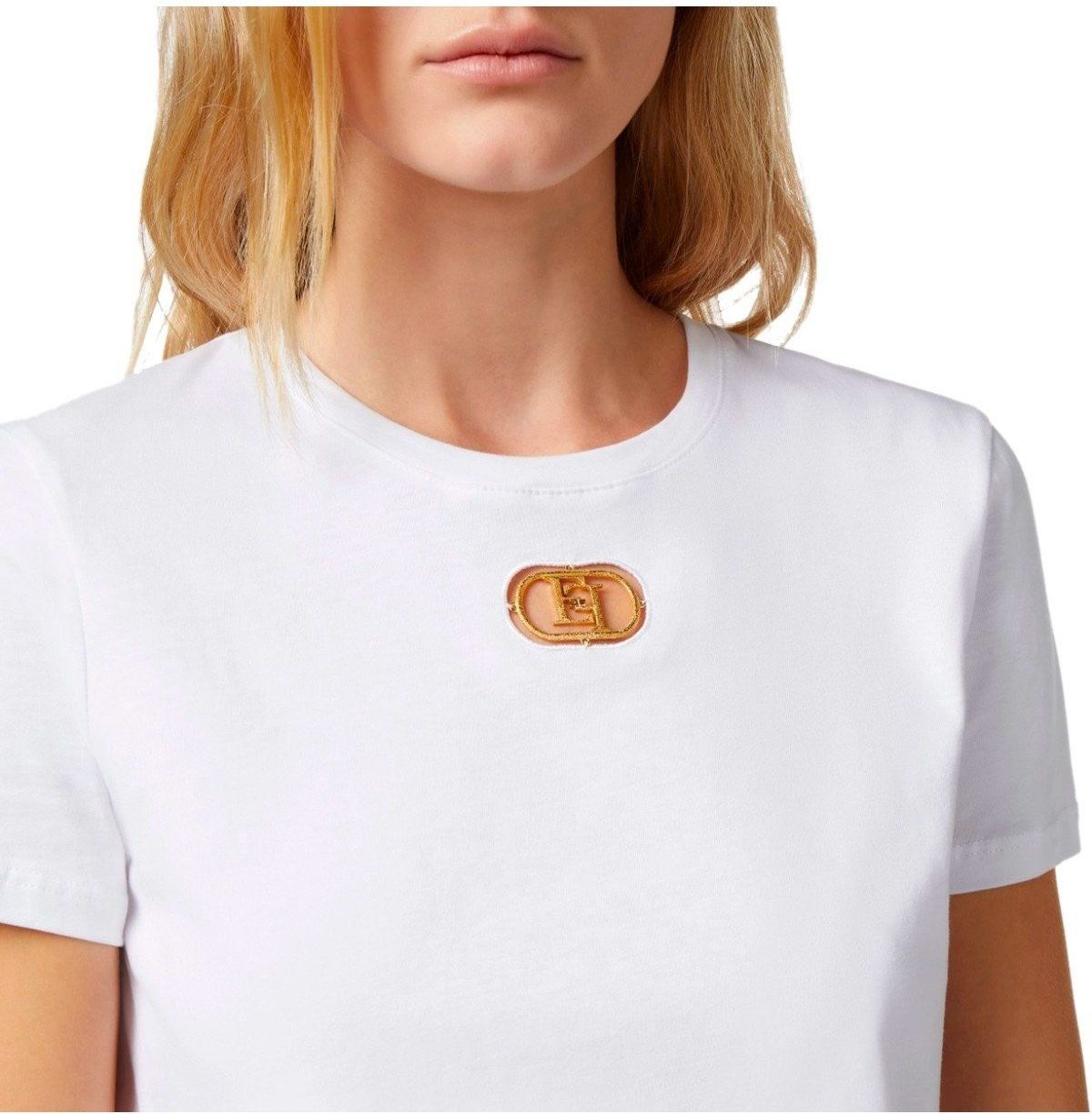 Elisabetta Franchi White Jersey T-shirt With Logo White Wit