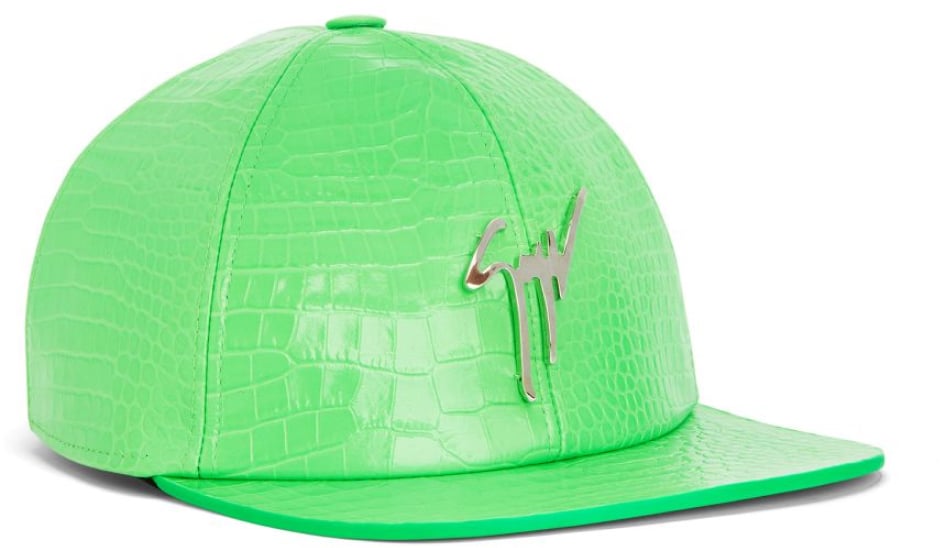 Giuseppe Zanotti Cohen Signature Logo Leather Baseball Cap Groen