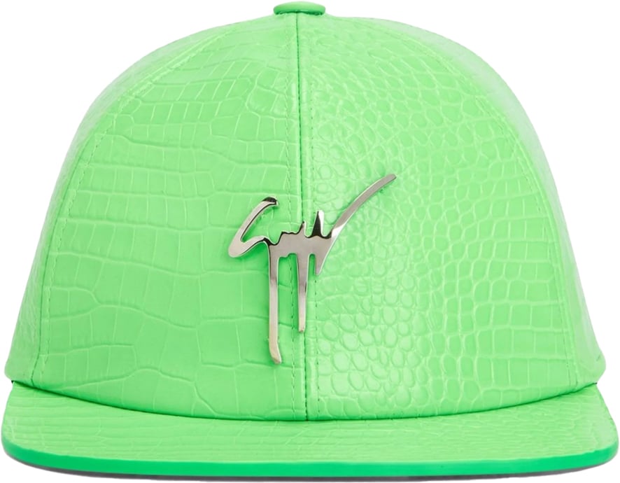 Giuseppe Zanotti Cohen Signature Logo Leather Baseball Cap Groen