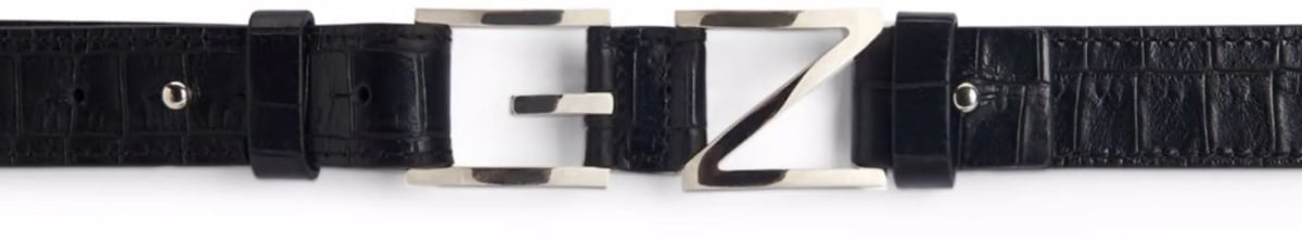 Giuseppe Zanotti Croc-effect Gz Block Logo Belt Zwart