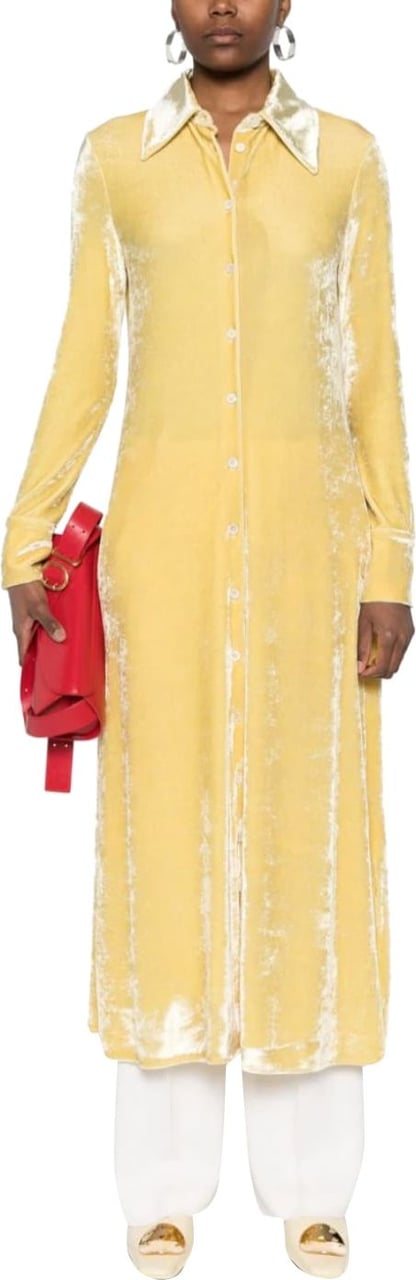 Jil Sander Dress Washed Velvet Jersey Royal Yellow Geel