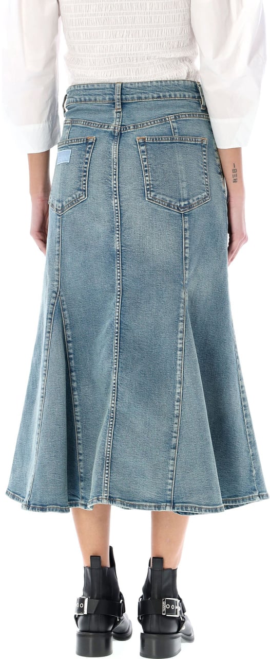 Ganni DENIM MAXY SKIRT Blauw