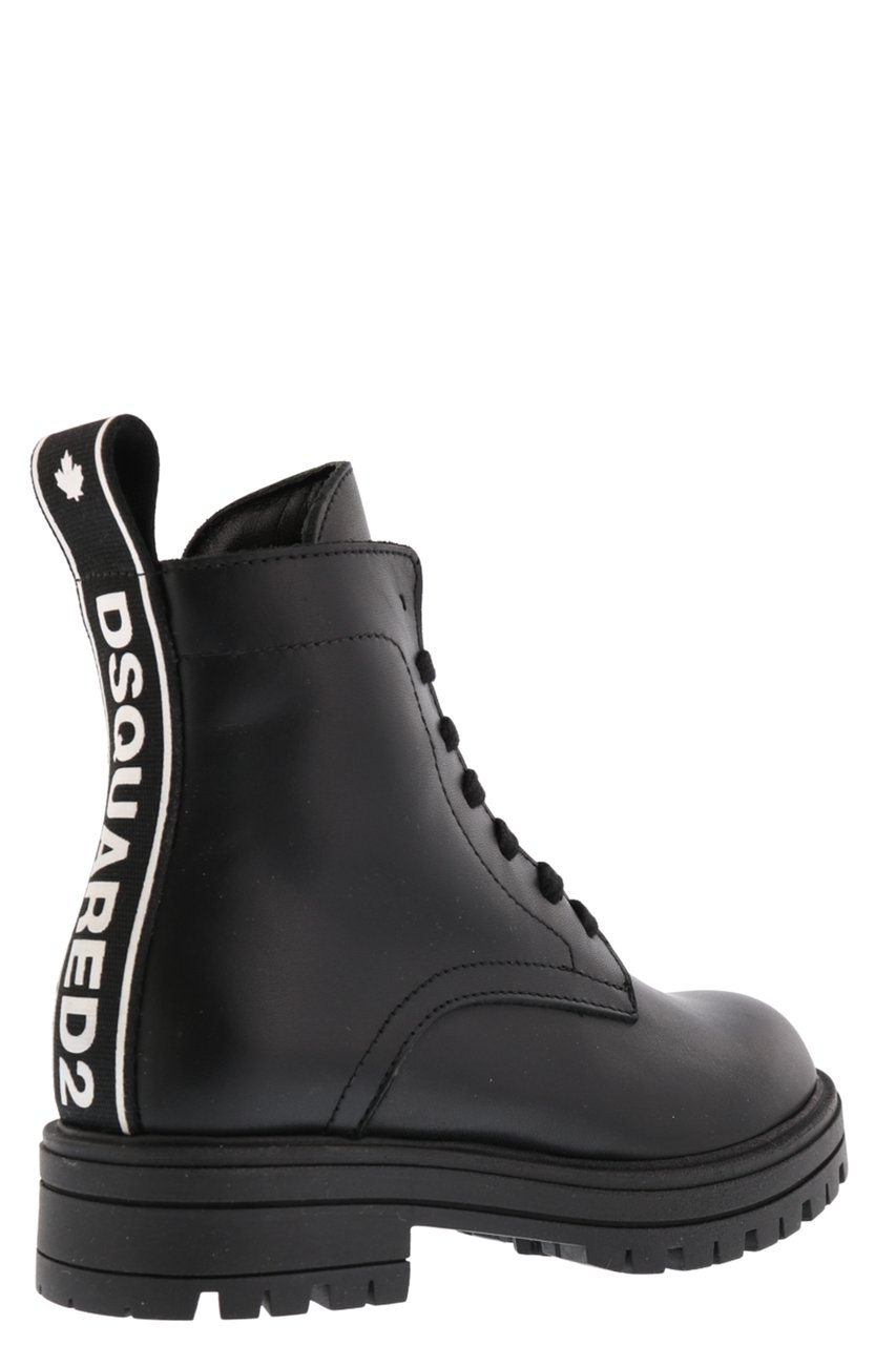 Dsquared2 Kids Ankle Boot Lace Up Logo Zwart