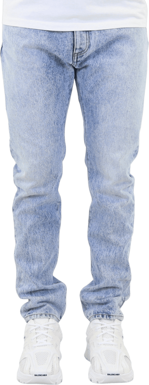 Palm Angels Palm Angels Curved Logo Print Straight Fit Jeans (lichtblauw) Blauw