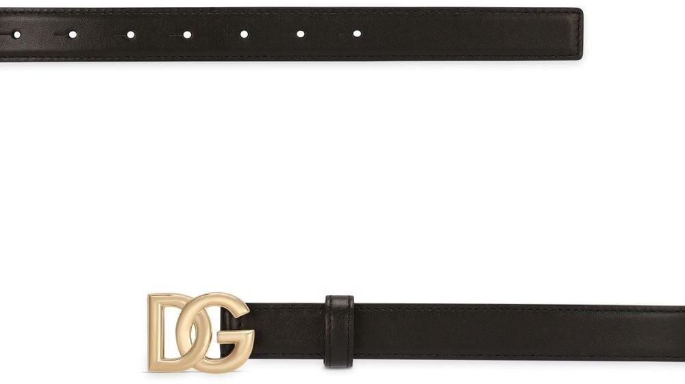 Dolce & Gabbana Calfskin Belt With DG Logo Zwart