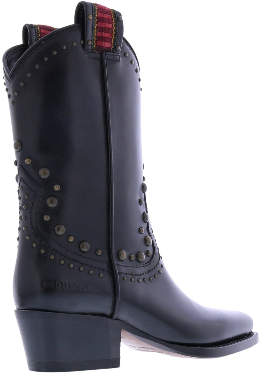 Dsquared2 Dames Flat Boot West Studs Zwart