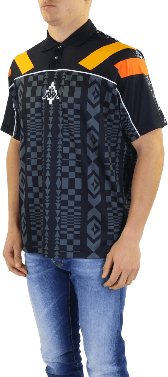 Marcelo Burlon Heren Aop Folk Kappa Soccer Polo Zwart