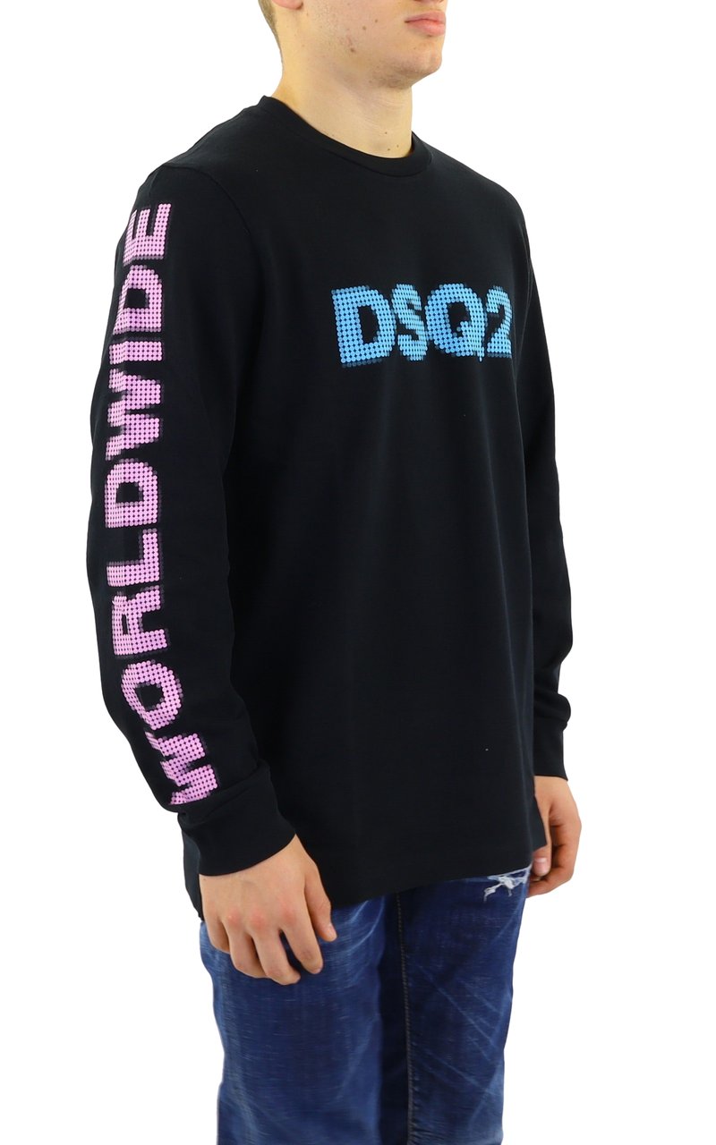 Dsquared2 Heren DSQ2 WorldWide Longsleeve Zwar Zwart