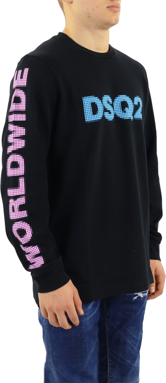 Dsquared2 Heren DSQ2 WorldWide Longsleeve Zwar Zwart