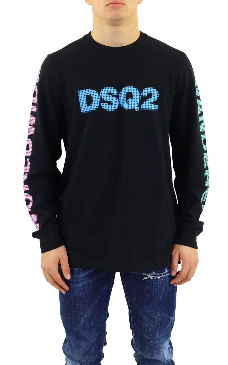 Dsquared2 Heren DSQ2 WorldWide Longsleeve Zwar Zwart